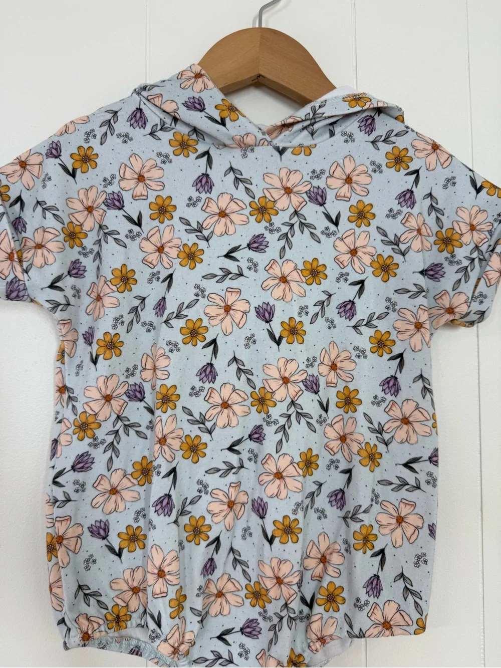 Little One Shop Floral Hooded Short Sleeve Bubble Romper